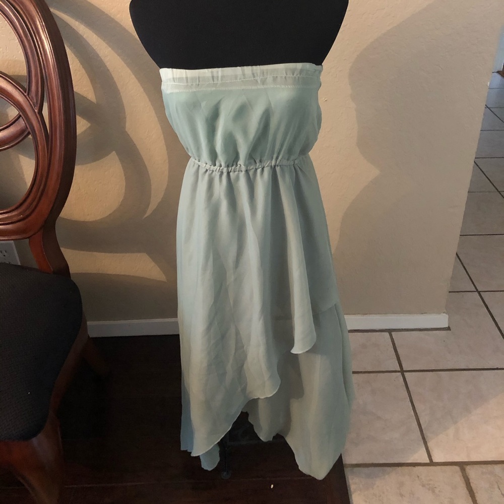 Beautiful Mint green chiffon flowy strapless dress